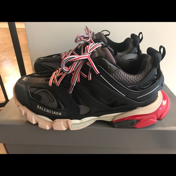 balenciaga track black grey red